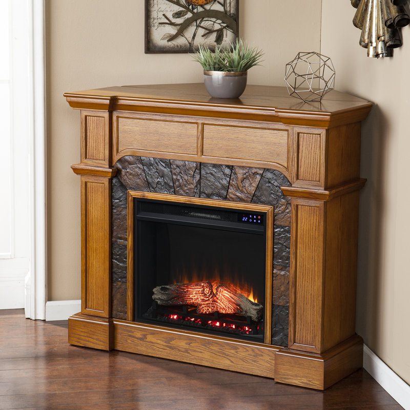 Renderos 45.5'' W Brown Electric Fireplace & Mantel Package with 5100 BTU