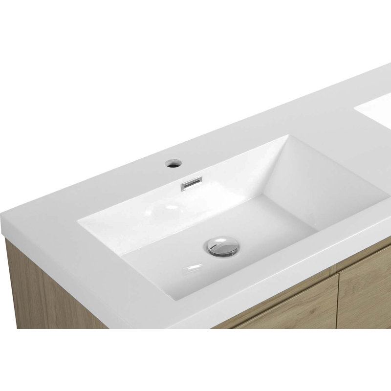 Meuble-lavabo double 59 po avec plateau en résine Followill, Chêne