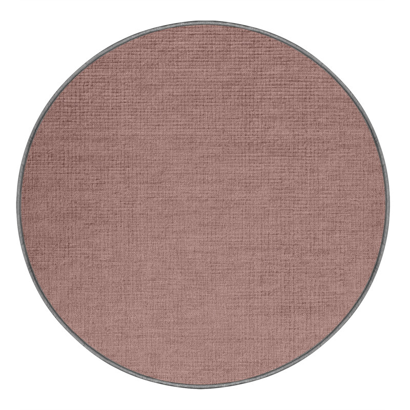 Machine Washable Solid Brown Area Rug, Round 4'