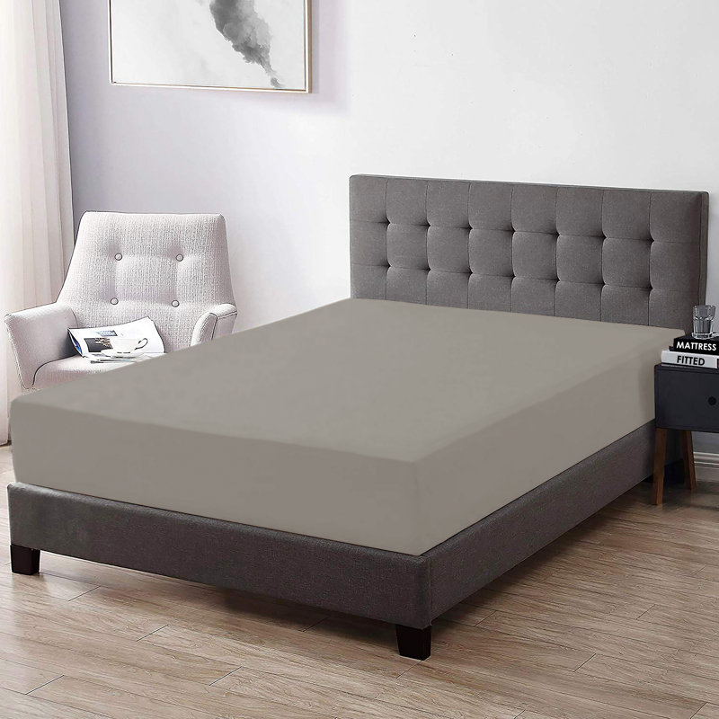 Egyptian Cotton Sateen Fitted Sheet, Standard, Gray
