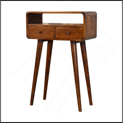 Mini console en bois massif de style nordique, 2 tiroirs, 1 fente ouverte
