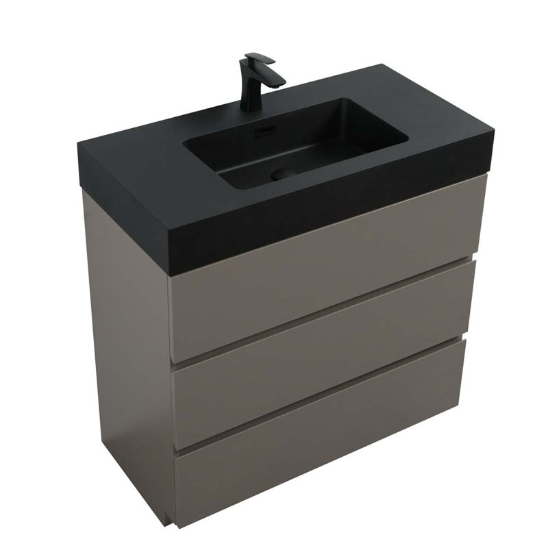 Ensemble de meuble-lavabo simple 36 po, Noir / gris
