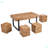 5-Piece Dining Table Set For 59" Kitchen Table Set With 4 Square Stools