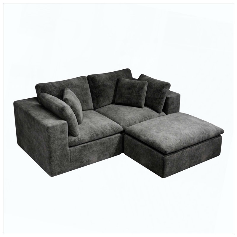 Canapé moelleux en velours côtelé modulaire 3 pièces, H 25,6 po x l 78,8 po x P 39,4 po