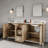 Brookhn 72 In. Double sink Whitebrook Quartz Countertop Bath Vanity in Lustrous Walnut