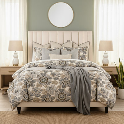 Magnolia Home Fashions Verona Sand 100% Cotton Luxury Duvet Cover Set