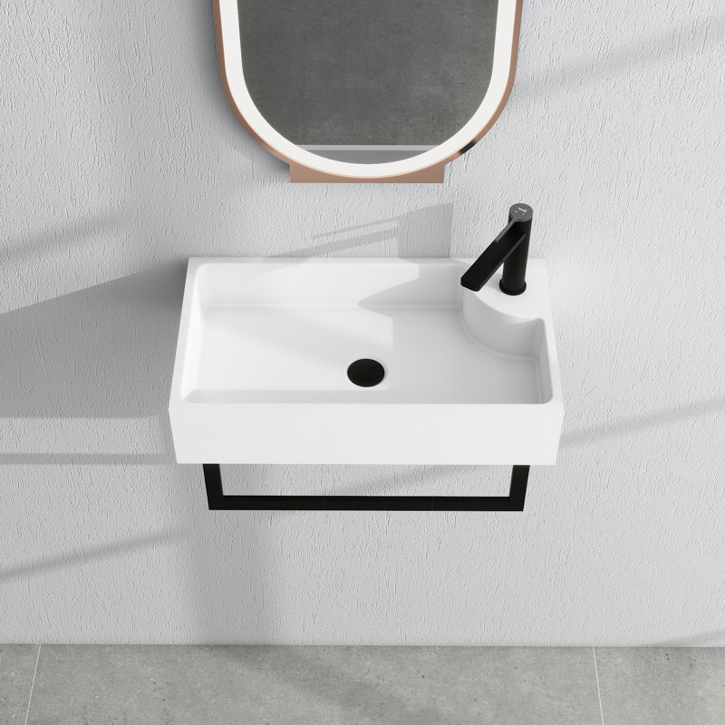 18'' Rectangular Stone Resin Bathroom Sink Wall-Mounted Vessel Sink