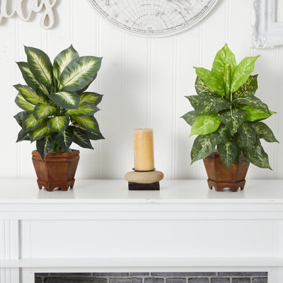 20.5'' Faux Foliage Plant in Wood Pot