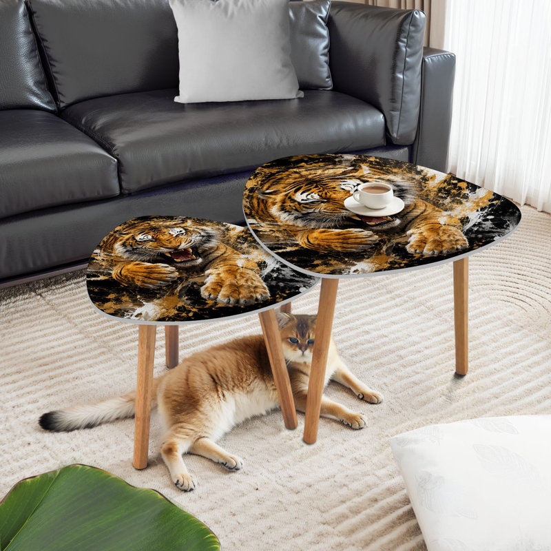 Ensemble de 2 tables basses gigognes Triangle Fierce Tiger