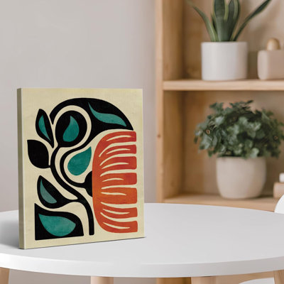 Rétro, art mural floral orange et bleu sarcelle, impression botanique, image Boho, décoration murale pour la maison, chambre, salon, toile de 8 x 10 pouces