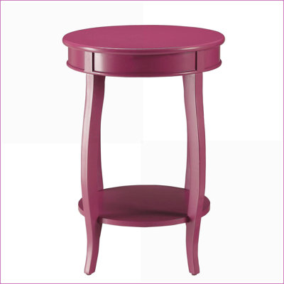 Table basse mauve ronde avec pieds Cabriole et tablette inférieure, peu encombrante pour le salon