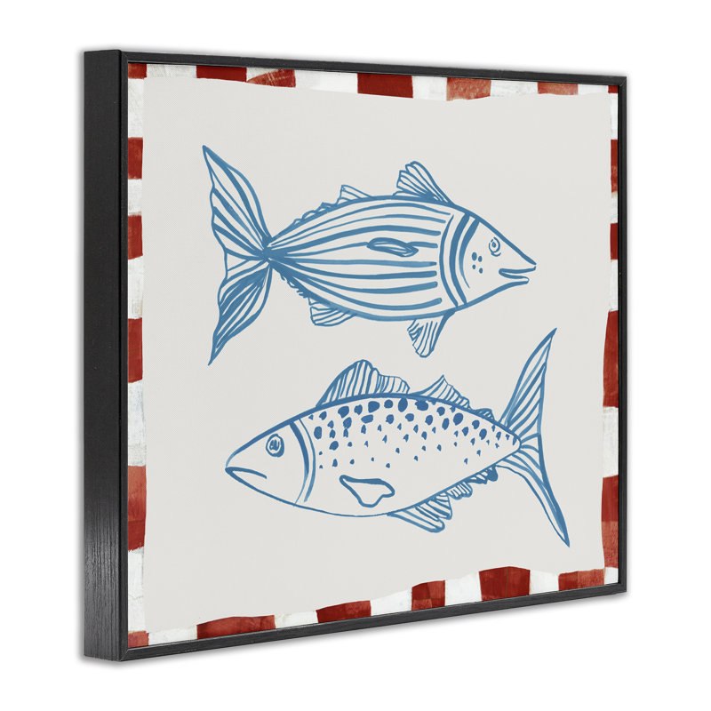 «Deux poissons de mer», estampe numérique de Hannah Dawson, H 16 po x l 20 po, Giclée encadrée noir minuit