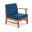 Ensemble 3 pièces de canapé et table en bois d'acacia avec coussins crème Perla-129508041