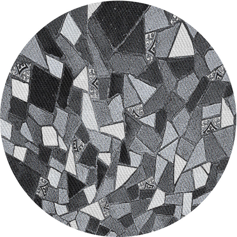 Tapis décoratif gris à motifs géométriques priston, Rond 5 pi