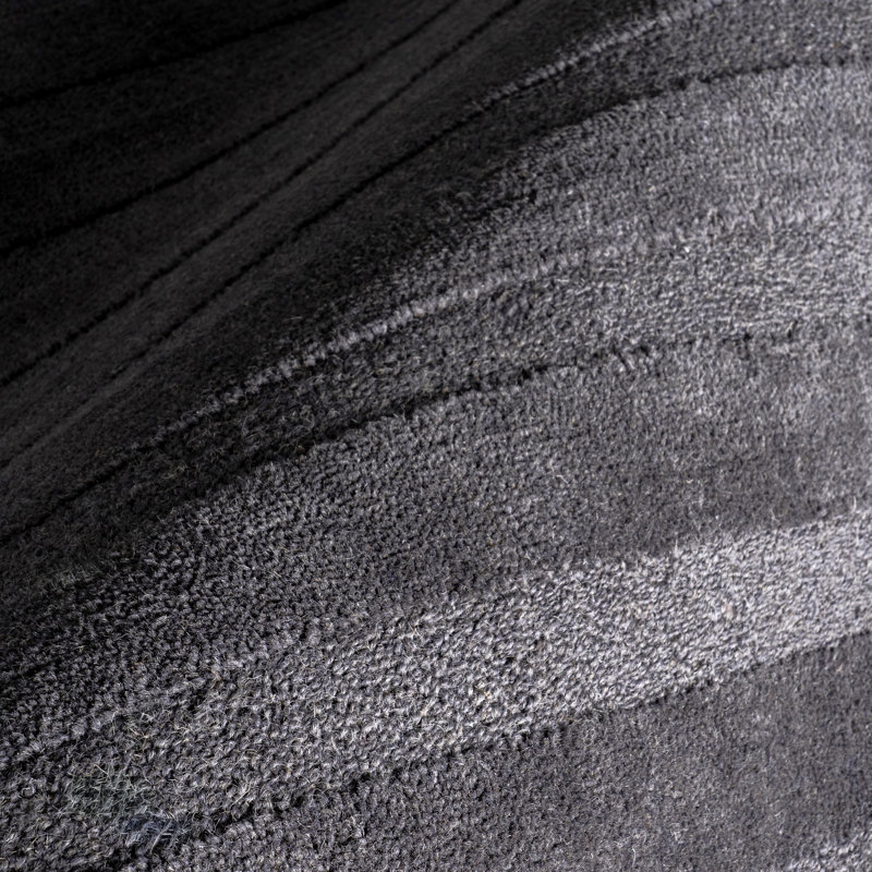 Gray Handmade Wool Rectangular Striped Area Rug, 5' x 8'