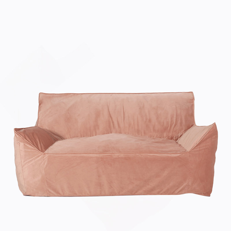 Fauteuil à billes surdimensionné 2 places avec accoudoirs, rose, Rose