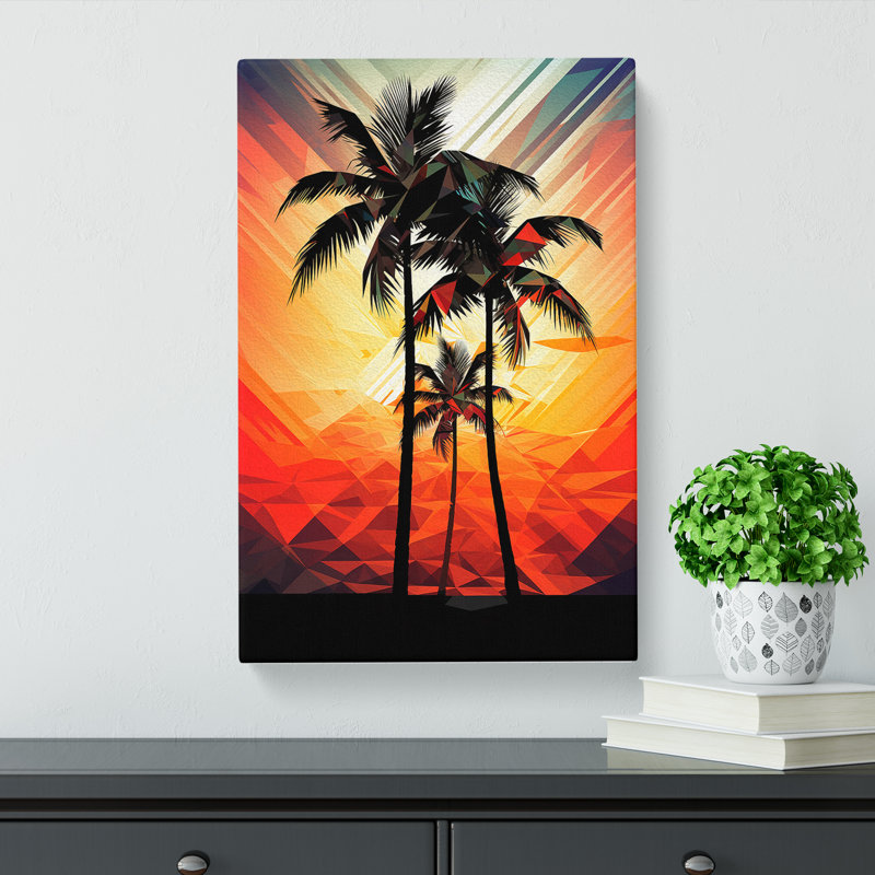 Palm Tree Geometric No.2 - Wrapped Canvas, 76cm H x 50cm W x 3cm D