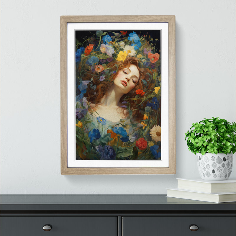 Wildflowers Renaissance - Framed Print, Oak , 46cm H x 34cm W x 2cm D