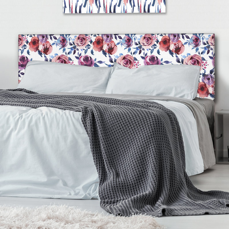 Upholstered Headboard, Queen, Red/Purple/Pink