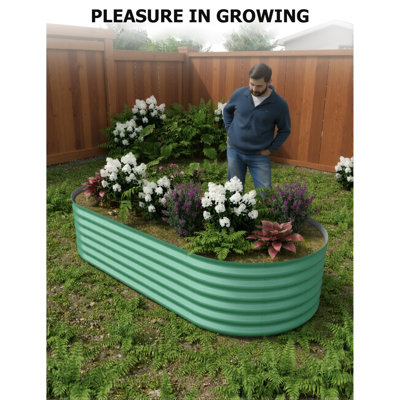 2 pots de jardin surélevés d'extérieur 8 x 4 x 1,5 pi - Boîte à fleurs en acier galvanisé pour légumes, fleurs, boîte de jardin résistante à la rouille, lits surélevés faciles à assembler, jardinières durables pour plantes d'extérieur, vert