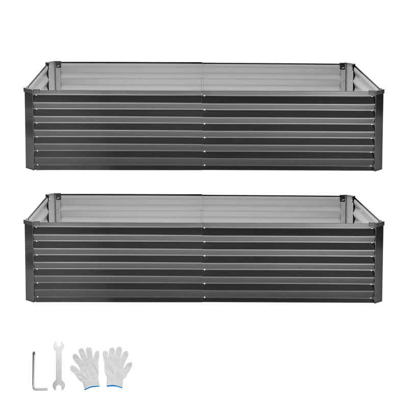 Galvanized Raised Garden Beds, 6.67 x 3.35 x 1.51 ft, Rectangular Metal Planter Boxes Kit Outdoor, Elevated Planting Box with Gloves, Alu-Zinc, for Growing Flowers Vegetables, Dark Gray