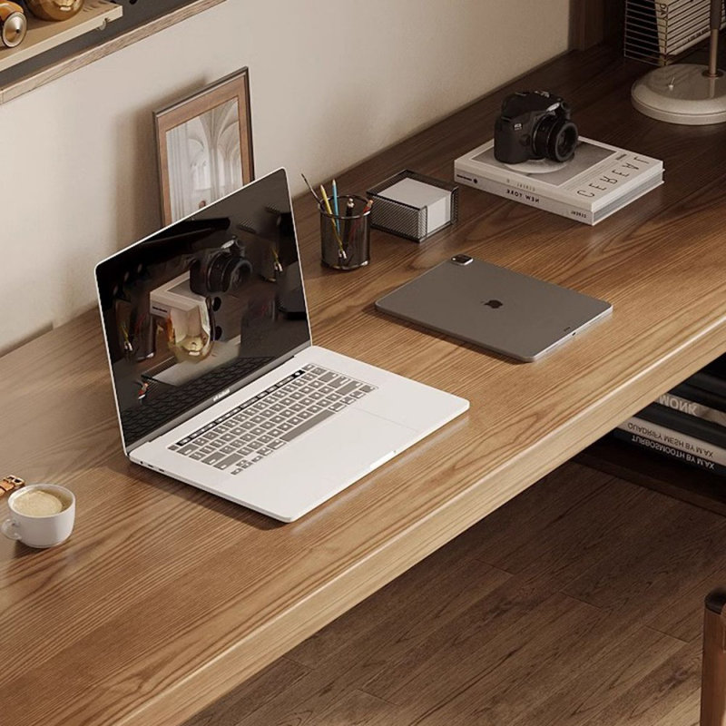 Burlywood Rectangular Solid Wood desks, 29.53" H x 62.99" W x 23.62" D, Left Hand Return