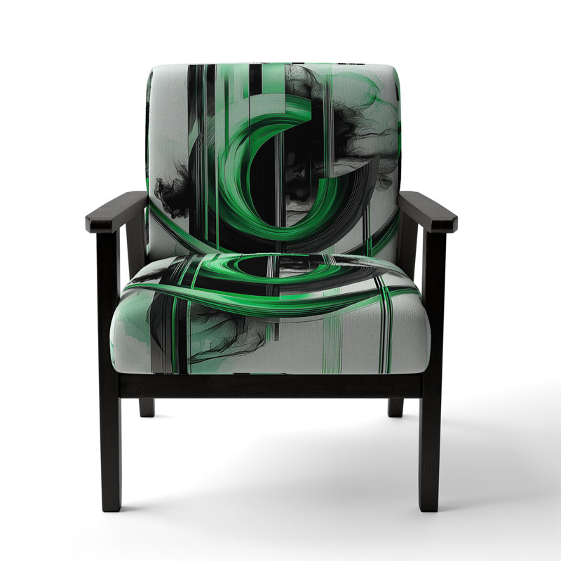 Chaise d'appoint rembourrée, fauteuil moderne Jifi, Vert, Accoudoirs carrés noirs