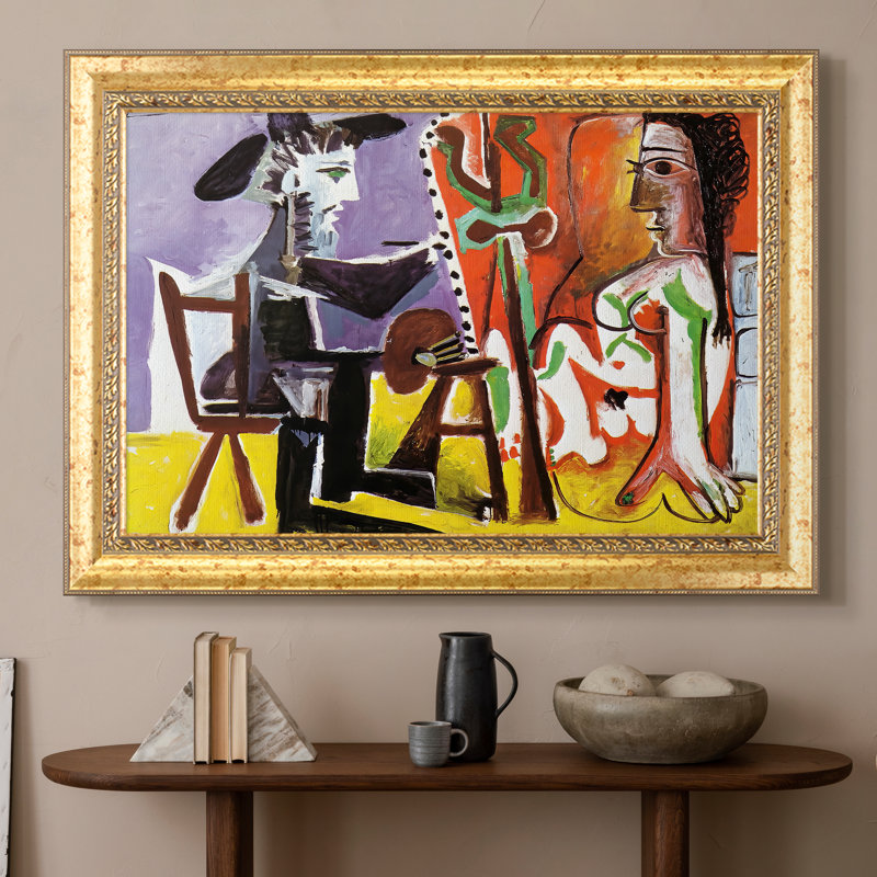 «The Painter and His Model» - Pablo Picasso, toile sur mesure, Format intérieur 20 po x 28 po, Toile avec cadre