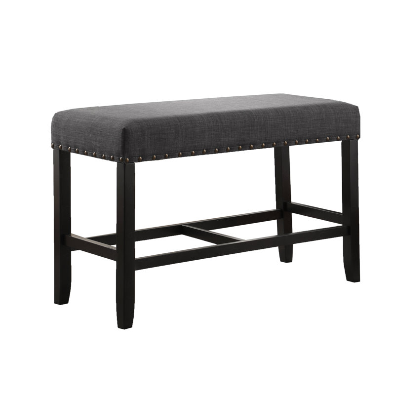 Fabric Counter Height Dining Bench with Nailhead Trim, Gray