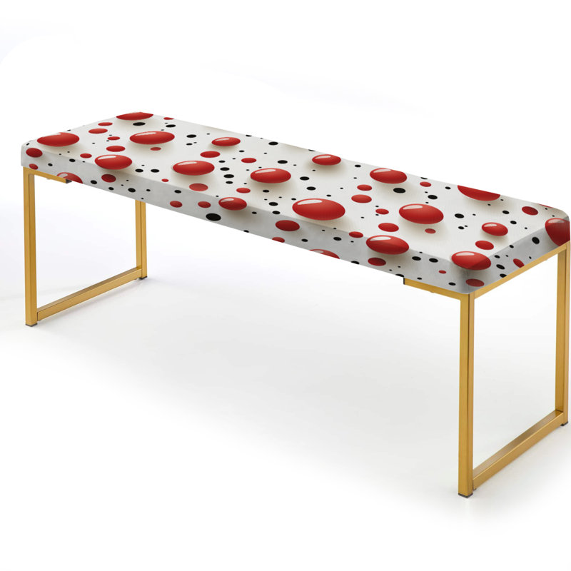 Banc rembourré à pois rouges et blancs