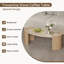 Table basse ovale en travertin de 43 po avec plateau en pierre de travertin de style japonais 43 po avec surface en pierre beige naturelle et base en bois d'ingénierie pour le salon et la salle de séjour