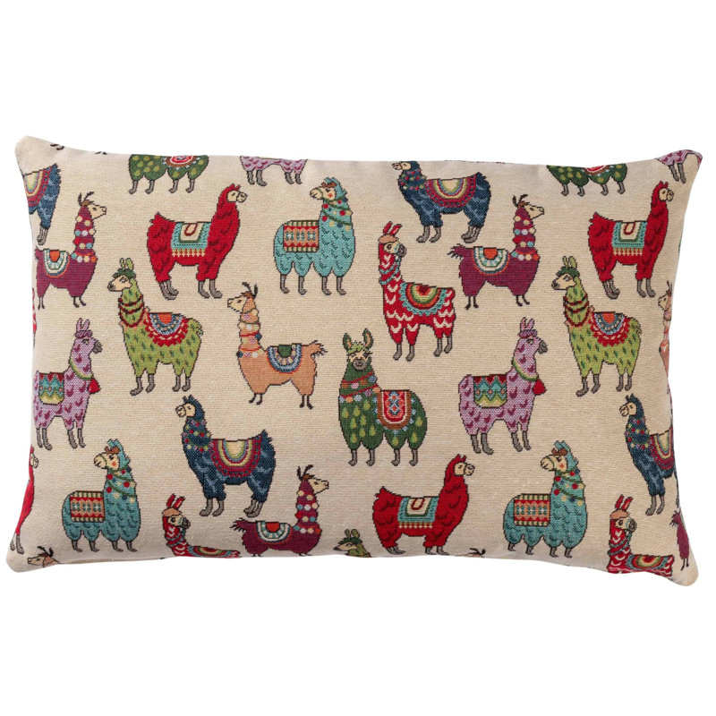 Llama Tapestry Cushion, 58x38cm, Synthetic filled