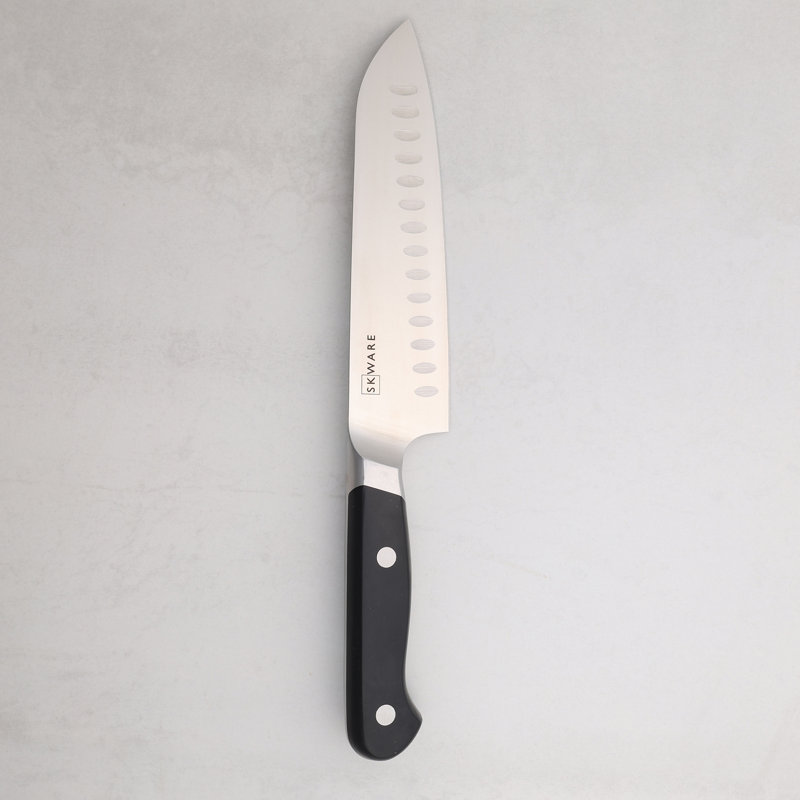 SKWARE Modern 7" Santoku Knife, German Steel, Black Handle