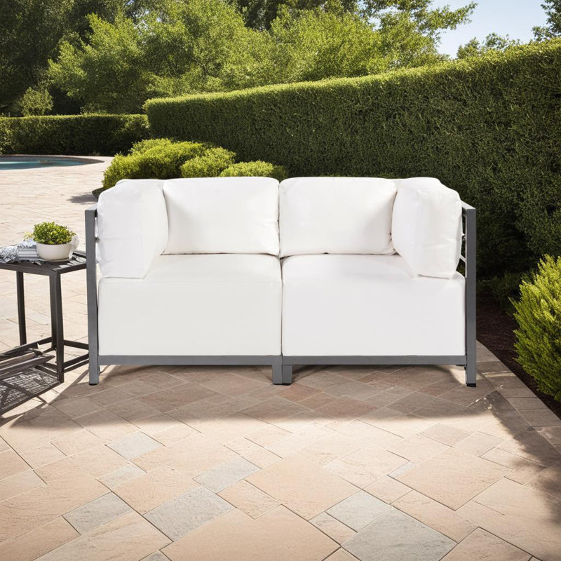 Woodsen Upholstered 65'' Loveseat, Titanium, 30" H x 65" W x 65" D,  Black Faux Leather