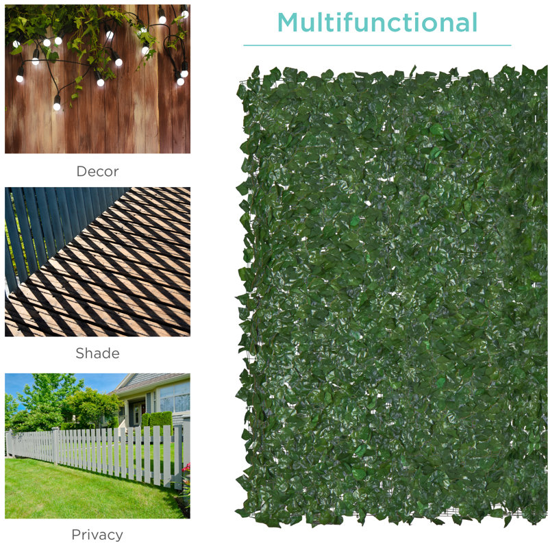 96" x 72" Green Faux Ivy Privacy Fence Screen