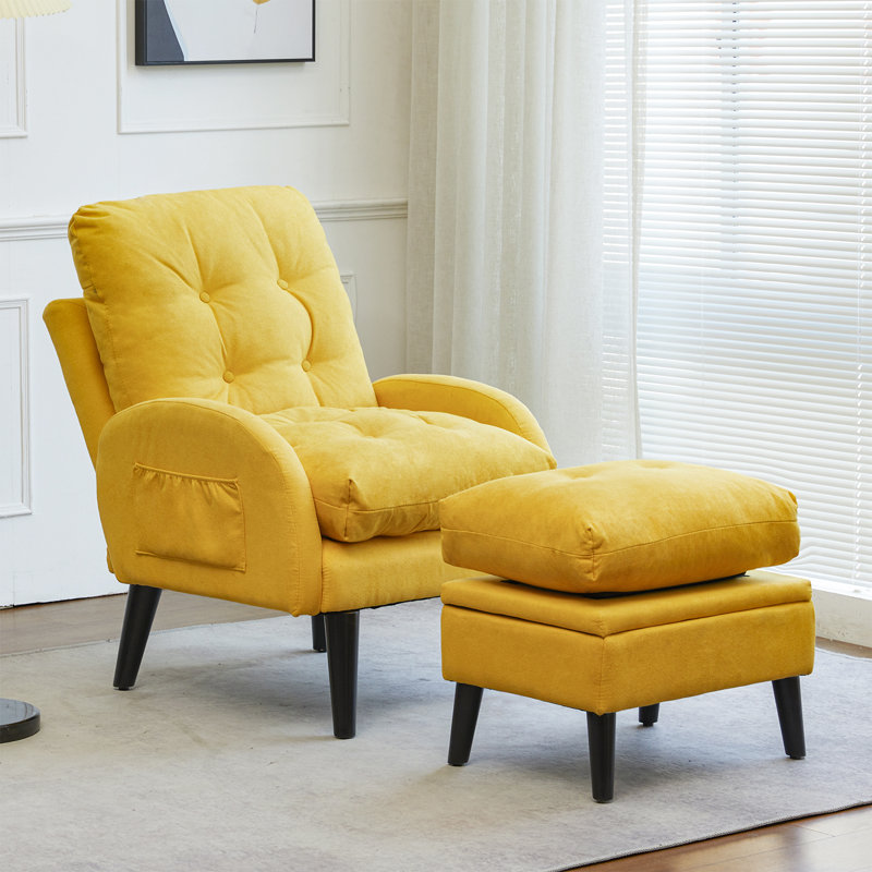 Méridienne et repose-pieds Senga, Polyester jaune