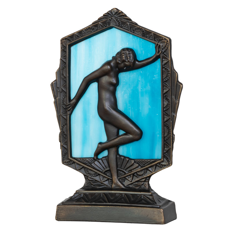 9" High Deco Posing Lady Accent Lamp, Blue/White
