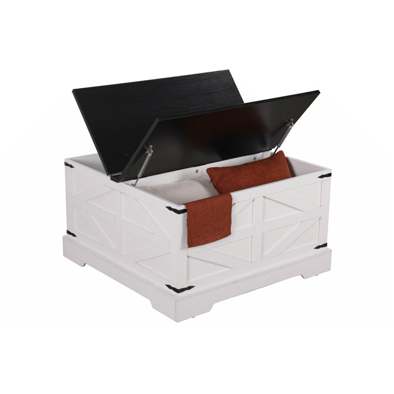 Wood Farmhouse Rustic Coffee Table, Black/White
