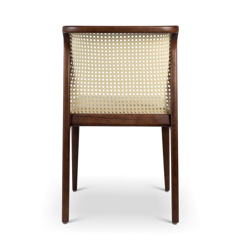 Modern Brazilian Upholstered Dining Chair, Medley Ivory/Nogal and Natural Frame