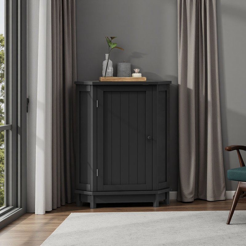 Armoire de salle de bain d'angle avec tablette réglable, Noir