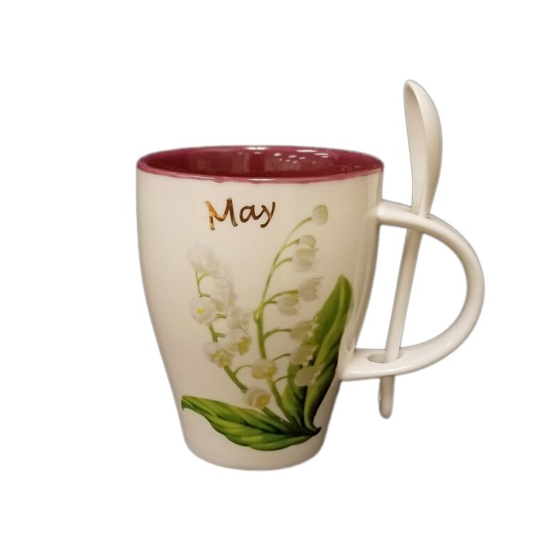 Gracie Oaks Alonzo May Lily Of The Valley 2 Piece Coffee Mug Set | Wayfair
