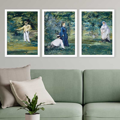 Ensemble de 3 peintures élégantes encadrées décoratives, 13,8 x 17,7 pouces chacune | 100% bois avec cadre 100% polystyrène (épaisseur: 0,8 pouce) | Impression numérique UV, parfaite pour le salon et la décoration intérieure