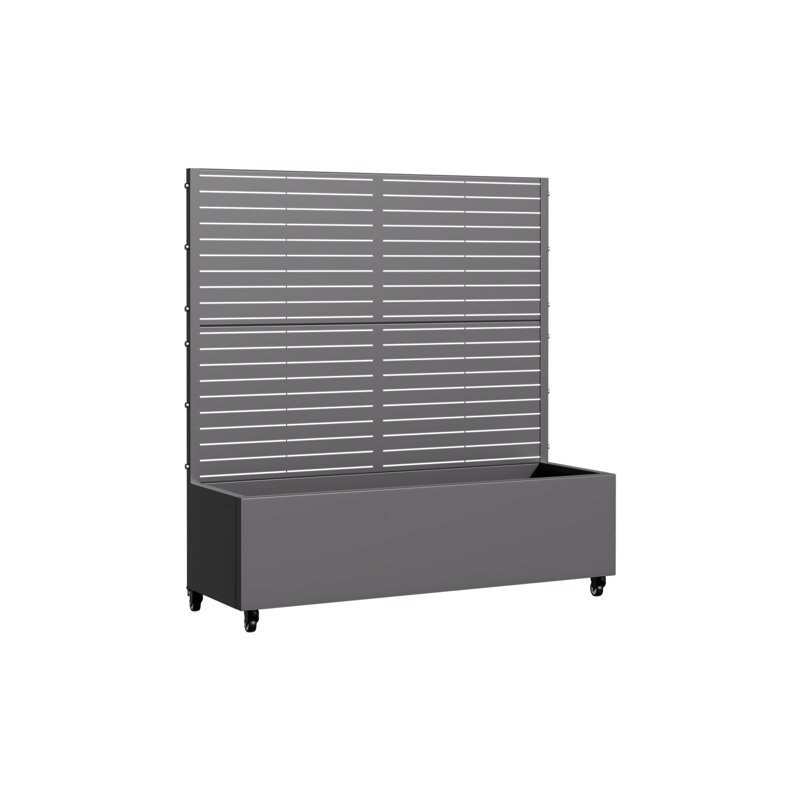 Boîte à fleurs en métal avec roues Eulau, H 47 po x l 47 po x P 16 po, Gris