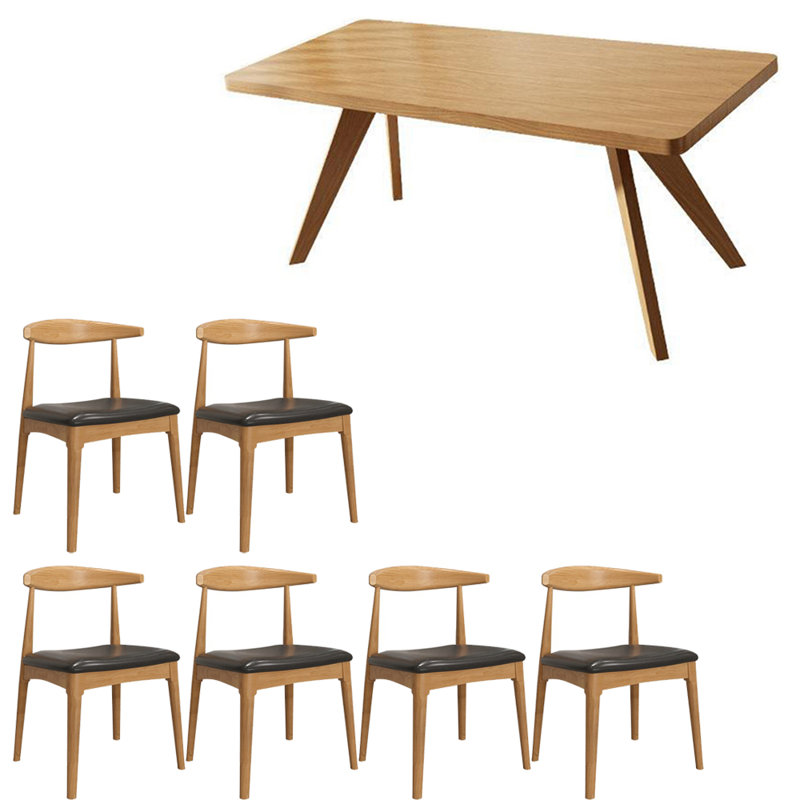 European style solid wood dining table set., 29.5"H x 27.5"L x 62.9"W