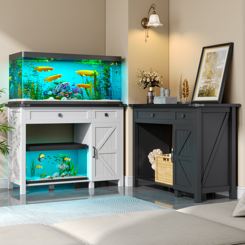 Support pour aquarium 40 gallons avec 2 prises de courant, support pour aquarium de ferme avec tablettes réglables et tiroir de rangement, support pour réservoir de reptiles 30 à 40 gallons