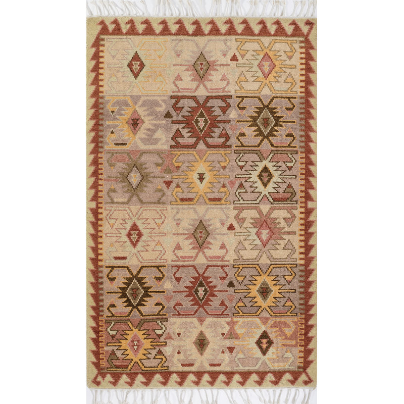 Nomad Hand Knotted Wool Southwestern Area Rug, Rectangle 3'6" x 5'6"
