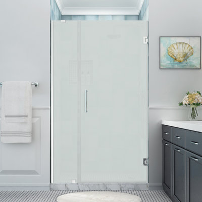 Belmore XL 47.25 - 48.25 in. W x 80 in. H Frameless Hinged Shower Door with Clear StarCast Glass