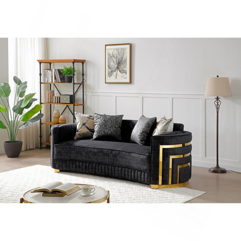 Canapé, noir (comprend un seul canapé), 91" W, Doré