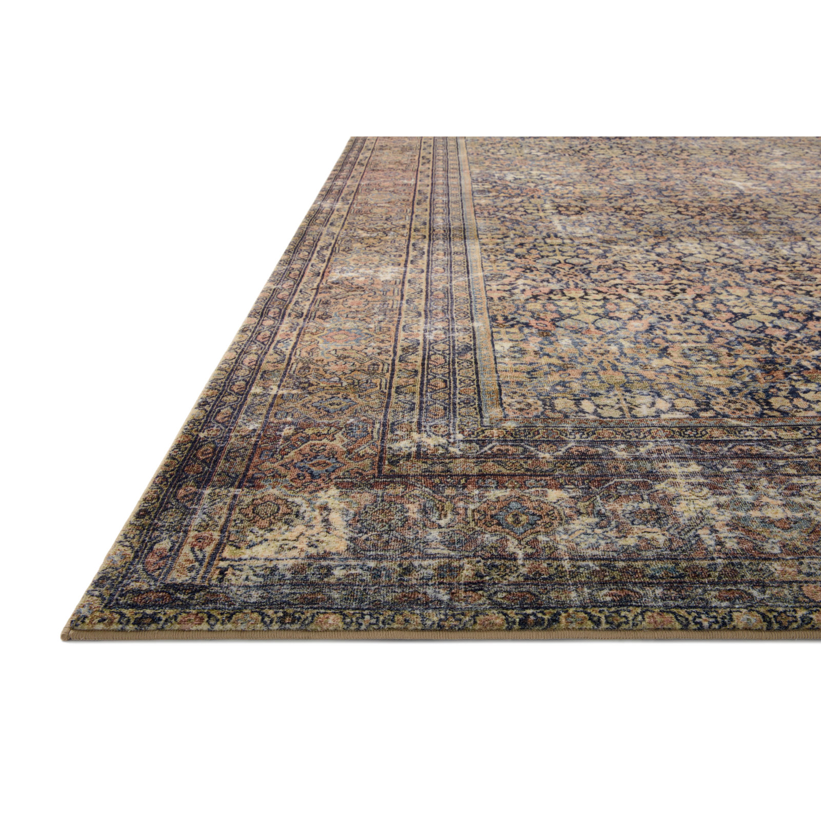 Amber Lewis x Loloi Morgan Denim/Multi Rug, Rectangle 3'6" x 5'6"