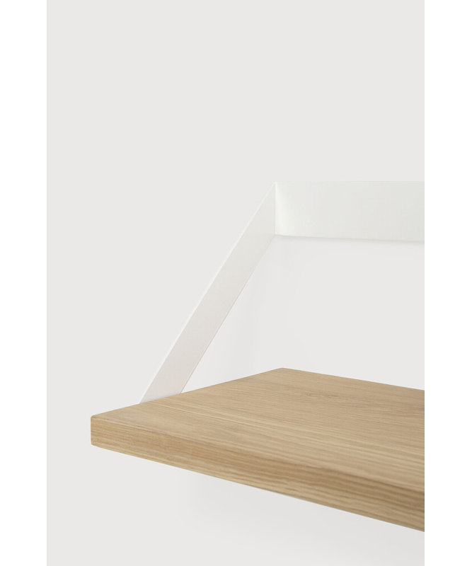 Ribbon Oak Solid Wood Floating Shelf, White